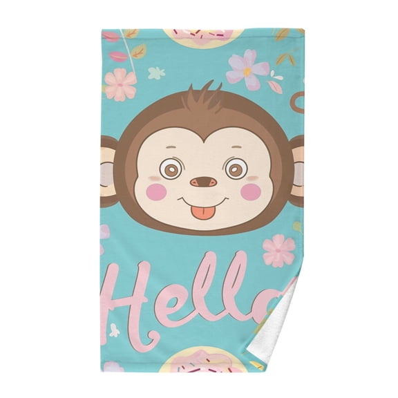 Cotton Bath Towels Soft Face Towel Absorbent Quick Dry Hello Monkey Face 16"x28"