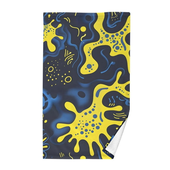 Cotton Bath Towels Soft Face Towel Absorbent Quick Dry Light Blue Yellow Splashes 16"x28"