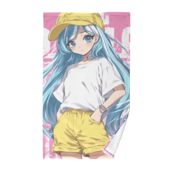 Cotton Bath Towels Soft Face Towel Absorbent Quick Dry Lovely Long Hair Girl 16"x28"