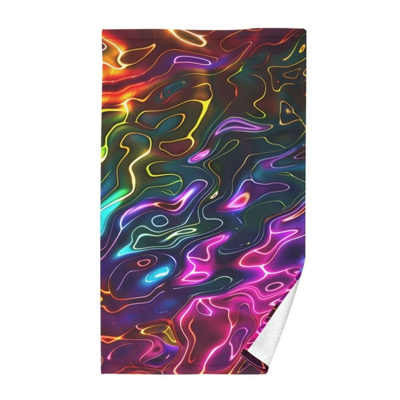 Cotton Bath Towels Soft Face Towel Absorbent Quick Dry Neon Ripples 16"x28"