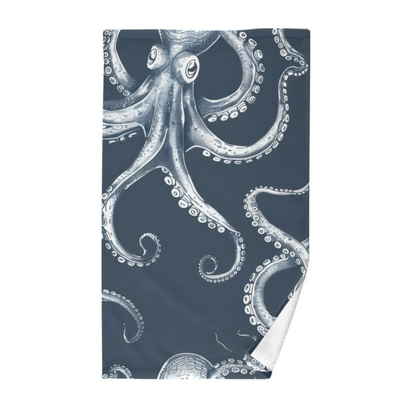 Cotton Bath Towels Soft Face Towel Absorbent Quick Dry Octopus Sketchy 16"x28"