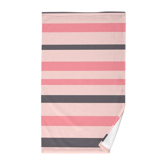 Cotton Bath Towels Soft Face Towel Absorbent Quick Dry Pink Black Striped 16"x28"