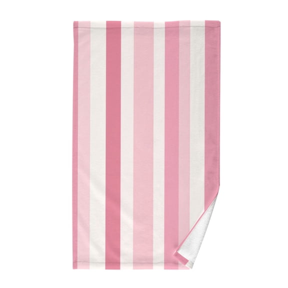 Cotton Bath Towels Soft Face Towel Absorbent Quick Dry Pink Striped 16"x28"