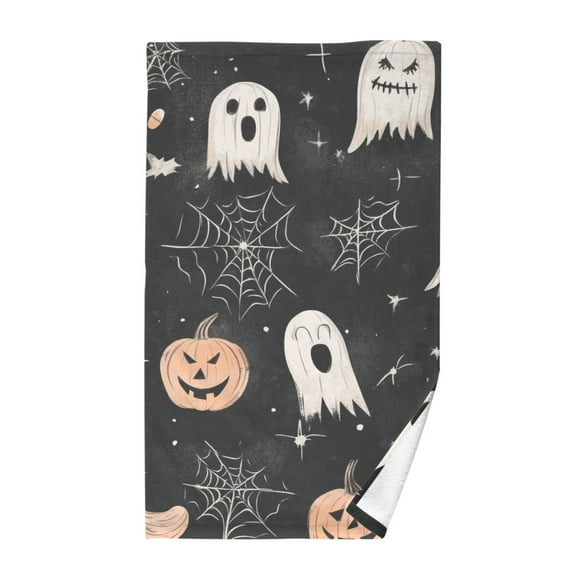 Cotton Bath Towels Soft Face Towel Absorbent Quick Dry Pumpkin Ghost Spiderweb 16"x28"