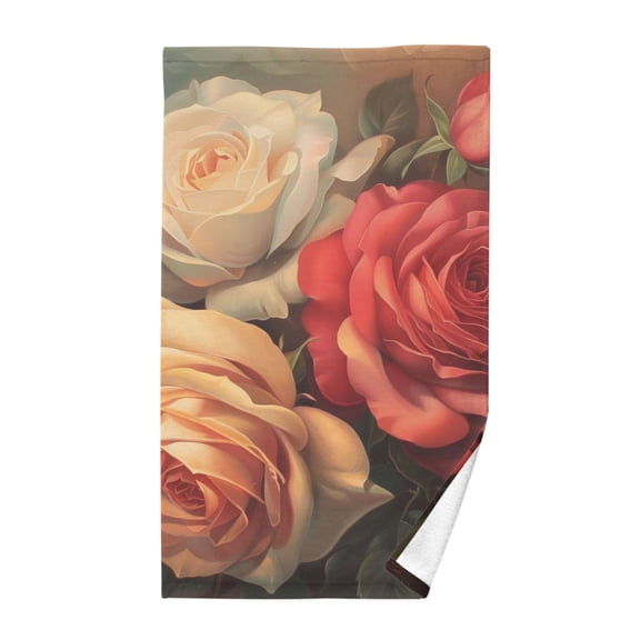 Cotton Bath Towels Soft Face Towel Absorbent Quick Dry Red Pink Cream Rose 16"x28"