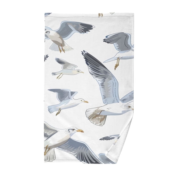 Cotton Bath Towels Soft Face Towel Absorbent Quick Dry Seagulls Flying 16"x28"