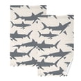 thumbnail image 1 of Cotton Bath Towels Soft Face Towel Absorbent Quick Dry Shark Silhouettes 16"x28" 2 Pack, 1 of 8
