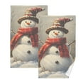 thumbnail image 1 of Cotton Bath Towels Soft Face Towel Absorbent Quick Dry Snowman with Christmas Hat 16"x28" 2 Pack, 1 of 8