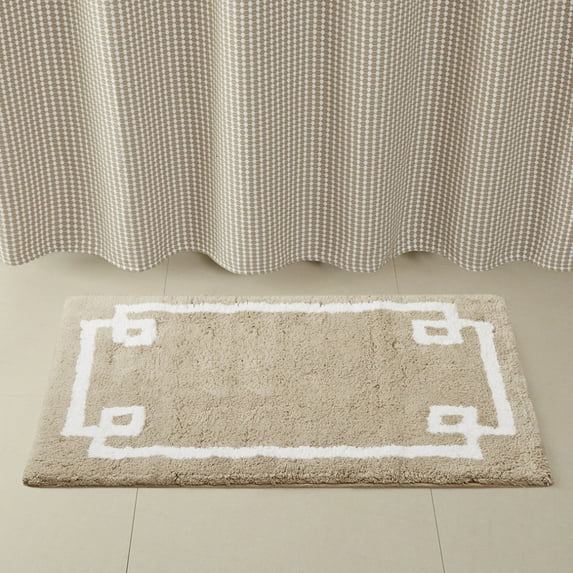 All Cotton Bathroom Rug with Non Slip Backing, Luxrurious Tufted Plush Bath Mat, Absorbent, Quick Dry, Easy to Clean, for Bathroom Floor, Spa , Shower Room, 20x30, Taupe