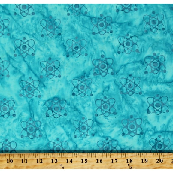 Cotton Batik Atomic Model Science Academic Atom Scuba Blue Cotton Fabric Print by the Yard (622004502)