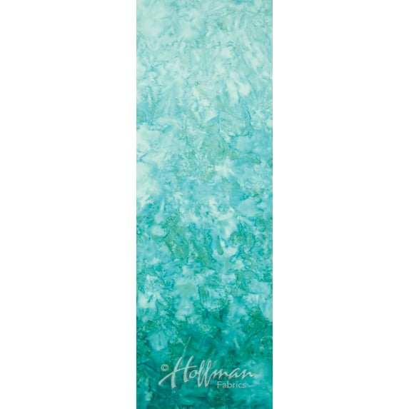 Cotton Batik Blue Green Ombre Gradations Variations Watercolors Mottled Style 44" Wide Hand-Dyed Bali Batik Fabric by the Yard (851-322BETTAFISH)