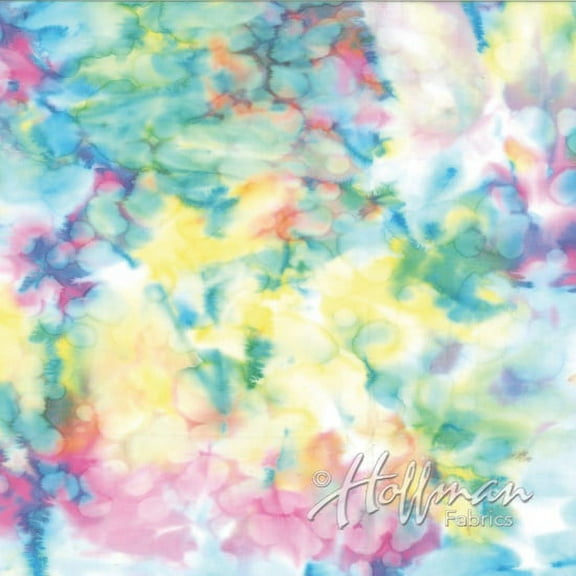 Cotton Batik Pastels Blue Pink Green Yellow Mottled Hand-Dyed Mottles Bali Batiks Cotton Fabric by the Yard (839-135-Pastel)