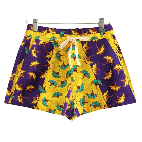 Cotton Batik Print Shorts Casual Beach Wind Elastic Waist