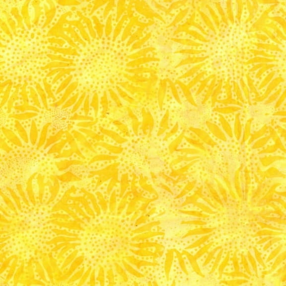 Cotton Batik Sunflowers Yellow Floral Hand-Dyed Bali Batiks Cotton Fabric by the Yard (884-149-Sun)