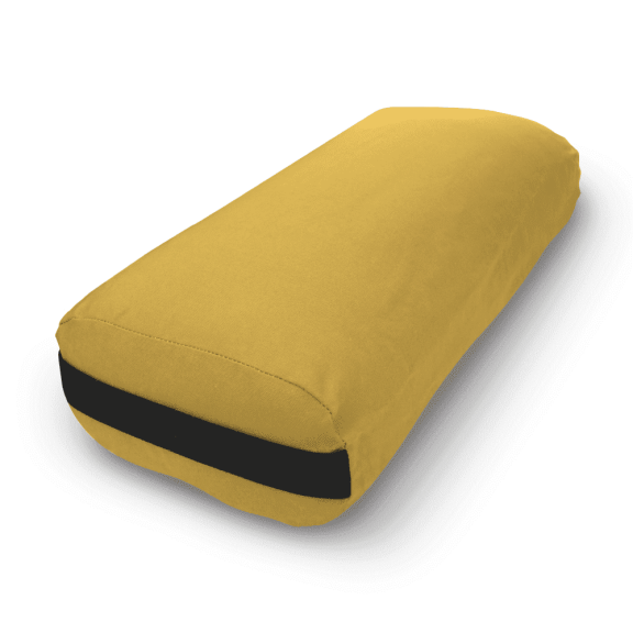 Cotton Batting 24x12x6" Yoga Bolster - Studio Grade Rectangular Yoga Pillow with Natural Cotton Cover - Made In USA, Lhassa Gold