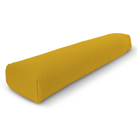 Cotton Batting 28x7x6" Yoga Bolster - Studio Grade Pranayama Yoga Pillow with Natural Cotton Cover - Made In USA, Lhassa Gold