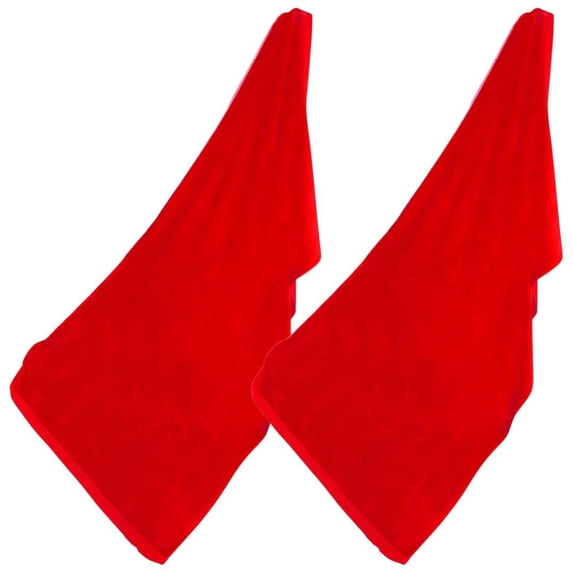 Cotton Beach Towels Set of 2, Oversized Terry Velour, Red