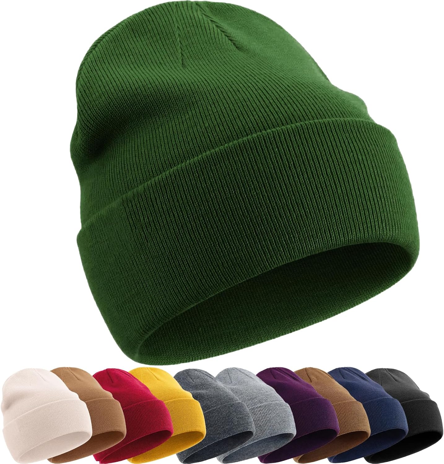 100% Wool Beanie Unisex Windproof Double Layer Cuffed Winter Hat Stretchy Cotton Beanie Hat for Women Men, Double Warm Knit Winter  main image 4