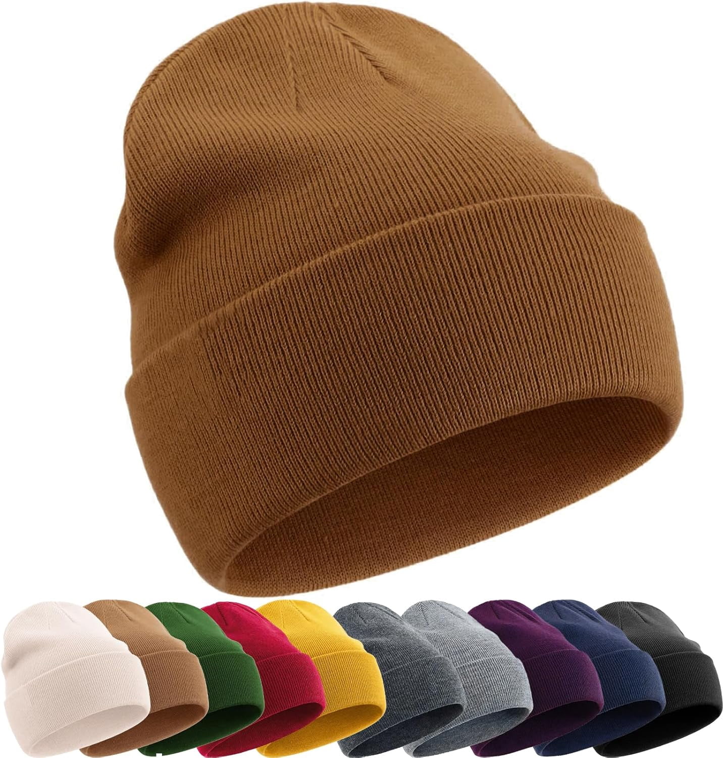 Cotton Beanie Hat for Women Men, Double Warm Knit Winter 