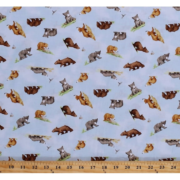 Cotton Bears Cute Baby Bear Cubs Animals You're All My Favorites Kids Children's Book Light Sky Blue Cotton Fabric Print by the Yard (Y2458-97LIGHTSKY)