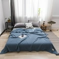 thumbnail image 1 of Cotton Bed Blanket Twin Cotton Thermal Blanket Lightweight Bed Throw Breathable Premium Soft Comfortable Blanket for All Season, Blue, 1 of 6
