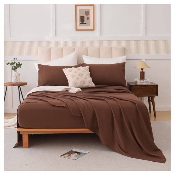 Cotton Bed Sheet Set - 4 Piece Cloud Soft Microfiber Bedding Set, Breathable & Fade Resistant, Morandi Colors, Fits Deep Pocket Mattress - Queen Size, Grey