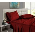thumbnail image 1 of Cotton Bed Sheets Set 4 PC, Bedding Set 100% Cotton 400 Thread Count, Sateen, Bedding Sheets & Pillowcases with 6 Inch Deep Pocket on Mattress Burgundy Stripe - Cal King Size, 1 of 5