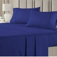 thumbnail image 1 of Cotton Bed Sheets Set 4 PC, Bedding Set 100% Cotton 400 Thread Count, Sateen, Bedding Sheets & Pillowcases with 6 Inch Deep Pocket on Mattress Royal Blue Solid - Twin XL Size, 1 of 5