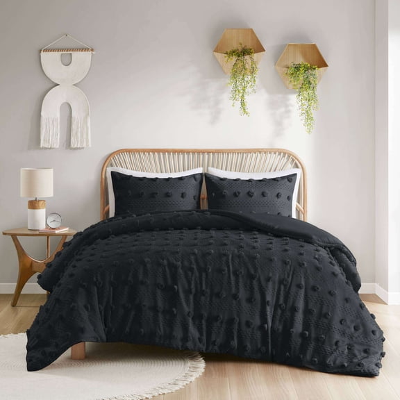 Cotton Bedding Set 2 PCS Twin/Twin XL Clip Jacquard Duvet Cover Set Black,Comforter Set
