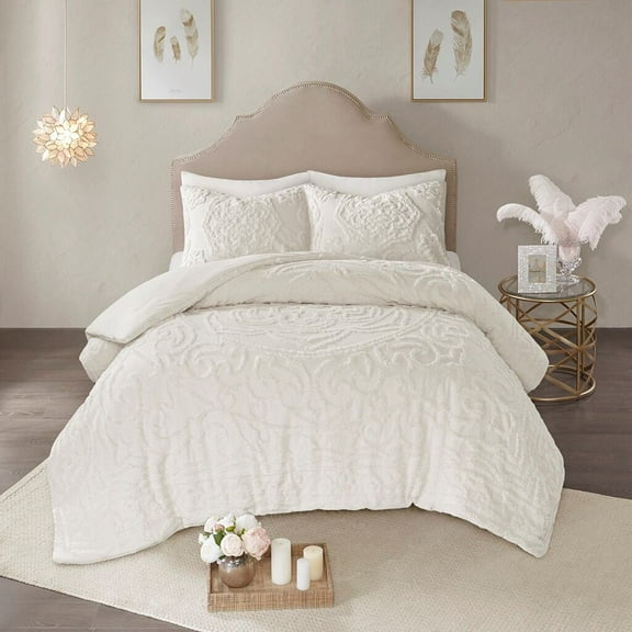 Cotton Bedding Set 2 Piece Cotton Chenille Comforter Set Off-White Twin/Twin XL,Comforter Set