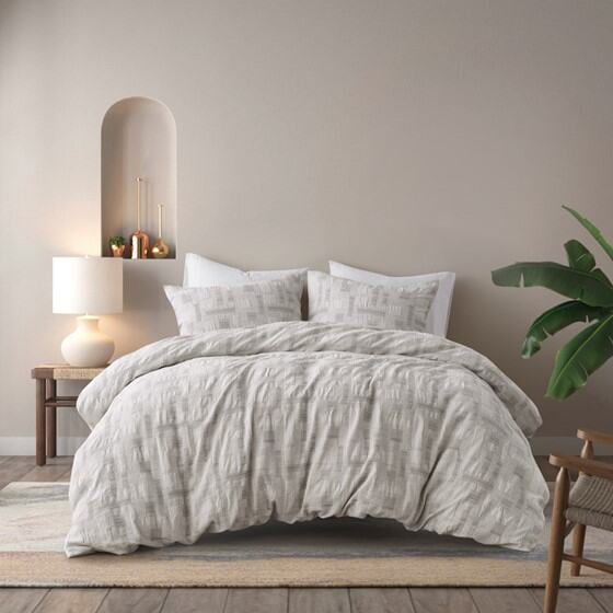 Cotton Bedding Set, 3 Piece Cotton Jacquard Duvet Set-Full/Queen, Ivory Comforter Set,Polyester Bed In A Bag, Household Supplies & Décor Bedding Bedding Sets 3 Piece Cotton Jacquard Duvet Set-Full/Qu