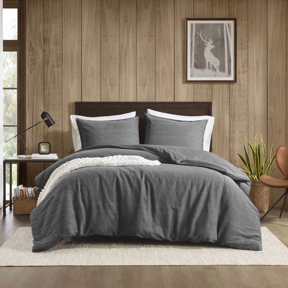 Cotton Bedding Set, 3PCS Full/Queen Twill Washed Duvet Set, Grey Comforter Set,Cotton Bed In A Bag, Household Supplies & Décor Bedding Bedding Sets 3PCS Full/Queen Twill Washed Duvet Set