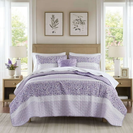 Cotton Bedding Set 4 PCS Full/Queen Seersucker Quilt Set with Throw,Comforter Set