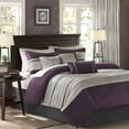 thumbnail image 1 of Cotton Bedding Set 7 PC Pieced Faux Suede Comforter Set Purple Queen,Comforter Set, 1 of 13