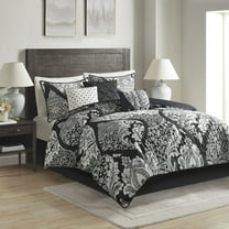 Cotton Bedding Set 7 Piece Cotton Printed Comforter Set Black Cal King,Comforter Set