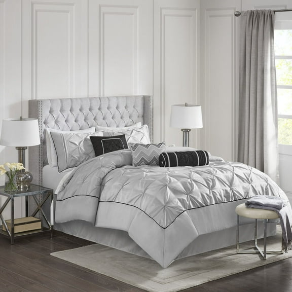 Cotton Bedding Set, 7 Piece Tufted Comforter Set Grey King, Grey Bed In A Bag,Polyester Comforter Set, Household Supplies & Décor Bedding Bedding Sets 7 Piece Tufted Comforter Set Grey King