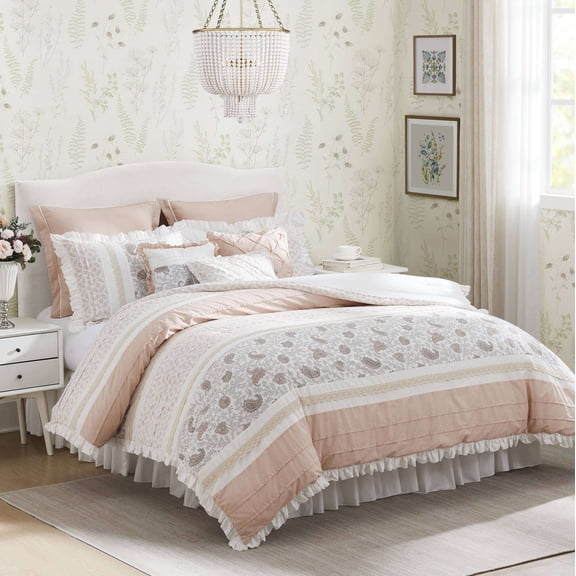 Cotton Bedding Set 9 Piece Cotton Percale Comforter Set Blush Cal King,Bed In A Bag