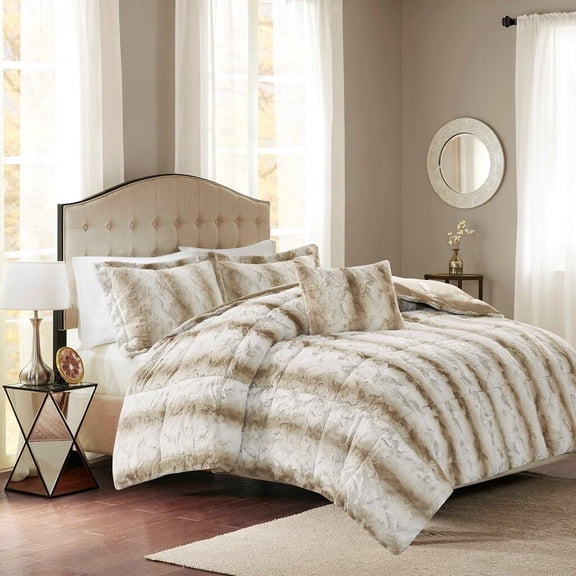Cotton Bedding Set, Full/Queen 4PC Faux Fur Comforter Set, Sand Comforter Set,Polyester Bed In A Bag, Household Supplies & Décor Bedding Bedding Sets Full/Queen 4PC Faux Fur Comforter Set