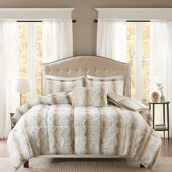 Cotton Bedding Set, King 4PC Faux Fur Comforter Set, Sand Comforter Set,Polyester Bed In A Bag, Household Supplies & Décor Bedding Bedding Sets King 4PC Faux Fur Comforter Set