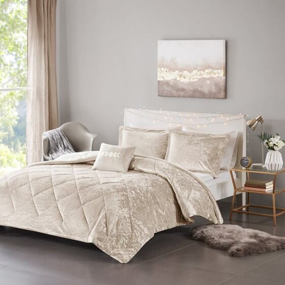 Cotton Bedding Set King/Cal King Velvet Comforter Set with Throw Pillow,Comforter Set