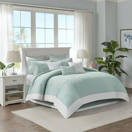 Cotton Bedding Set Oversized Cotton Jacquard Comforter Set Aqua Cal King,Comforter Set