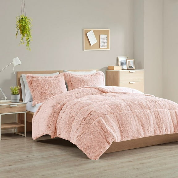 Cotton Bedding Set Twin/Twin XL Shaggy Long Fur Comforter Mini Set,Comforter Set