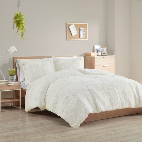 Cotton Bedding Set Twin/Twin XL Shaggy Long Fur Comforter Mini Set,Comforter Set