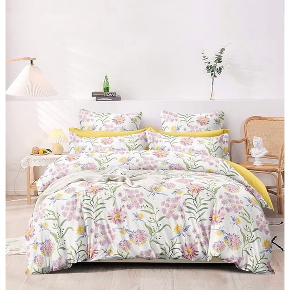 Cotton Bedsheet Super King Size Floral Print Bedsheet With 2 Pillow Covers - 108 X 108 Inch, White | 180 Thread Count Pure Cotton Bedsheets King Size