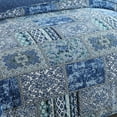 thumbnail image 1 of Cotton Bedspread Quilt Sets-Reversible Patchwork Coverlet Set, Blue Classic Bohemian Pattern,King Size, 1 of 5