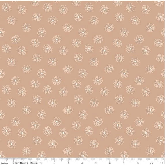 Cotton Bee Basics Lori Holt Flowers Florals Nature Pattern Riley Blake Cotton Fabric Print by the Yard (C6404-NUTMEG)