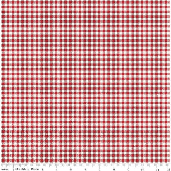 Cotton Bee Ginghams by Lori Holt Plaid Patterned Picnic Riley Blake Cotton Fabric Print by the Yard (C12553-Red)