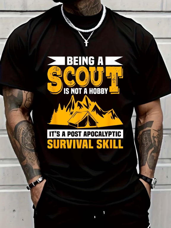 Cotton Being A Scout Is Not A Hobby Funny Scouting Camping Scouts T-Shirt Men's Casual Short Sleeve Graphic Tee