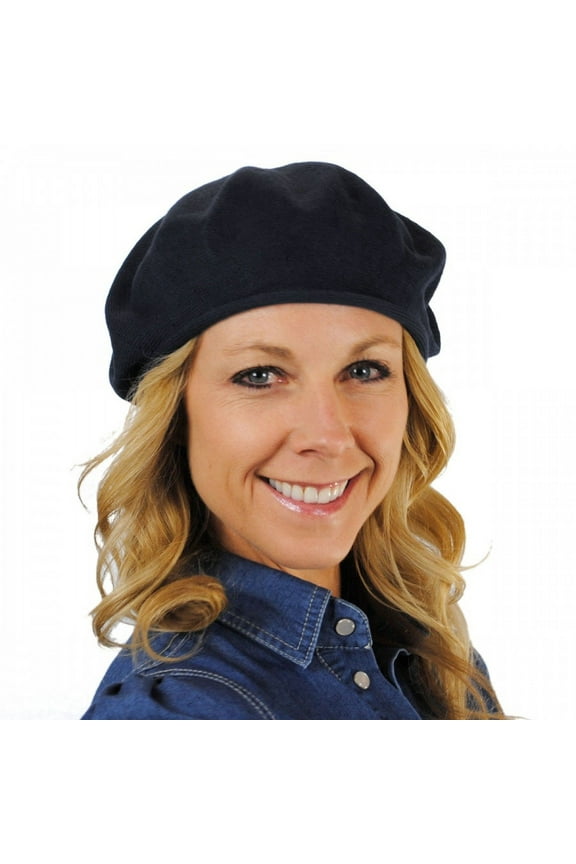 Cotton Beret - 11.5 inch Diameter - ONE SIZE FITS MOST - Black
