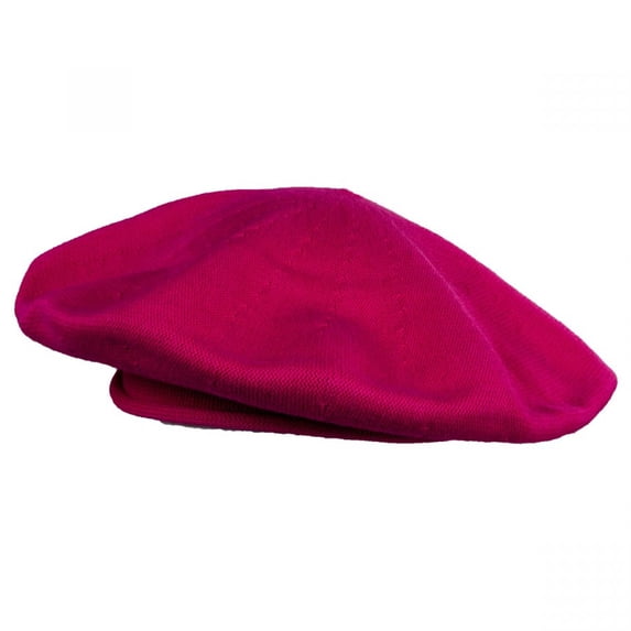 Cotton Beret - 11.5 inch Diameter - ONE SIZE FITS MOST - Fuchsia